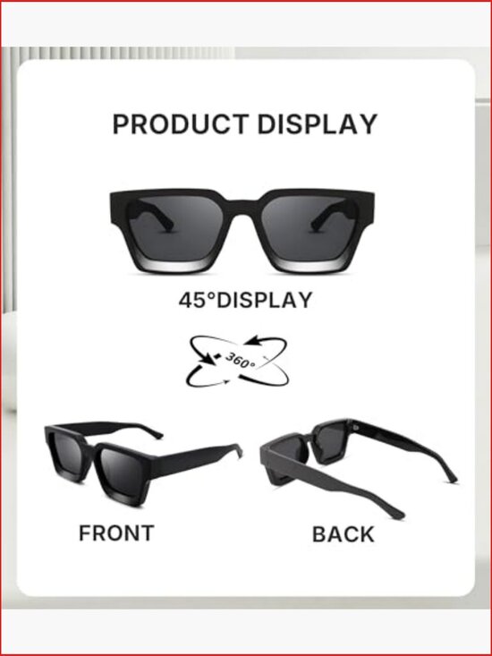 Square Thick Frame Sunglasses for Men Women, Designer Style Shades UV Protection main image 7